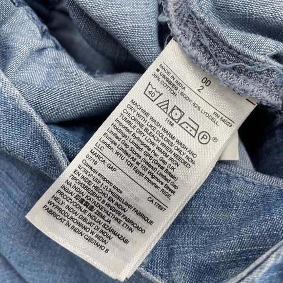 Gap Chambray V-Neck Tie Belt Jean Denim Jumpsuit Size 00 - Picture 13 of 15